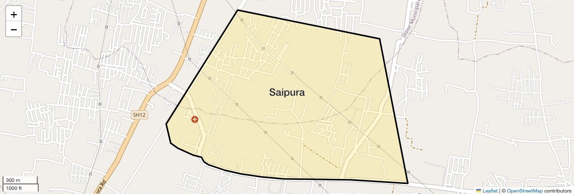 Location Map of Saipura, Jaipur