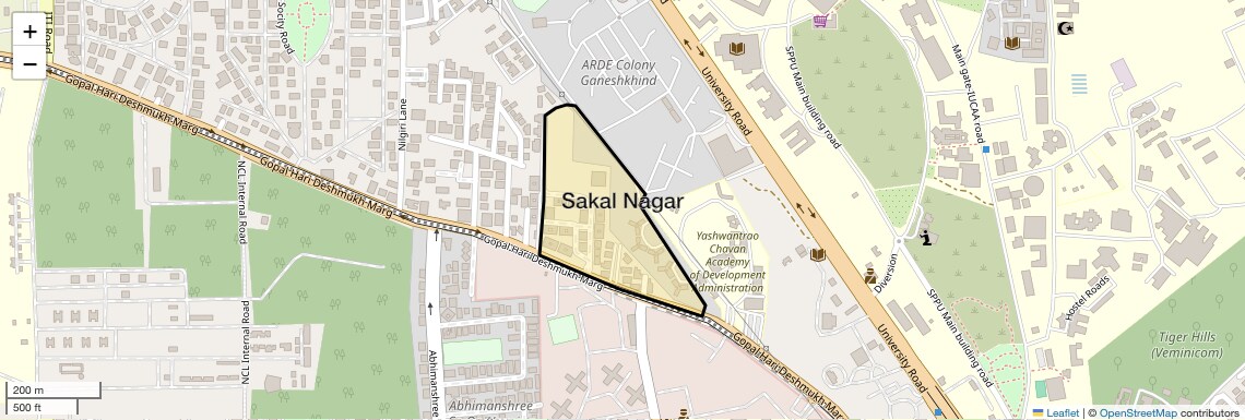 Location Map of Sakal Nagar, Pune