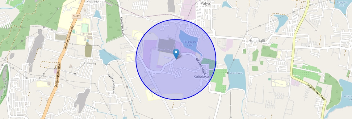 Location Map of Sakalavara, Bangalore