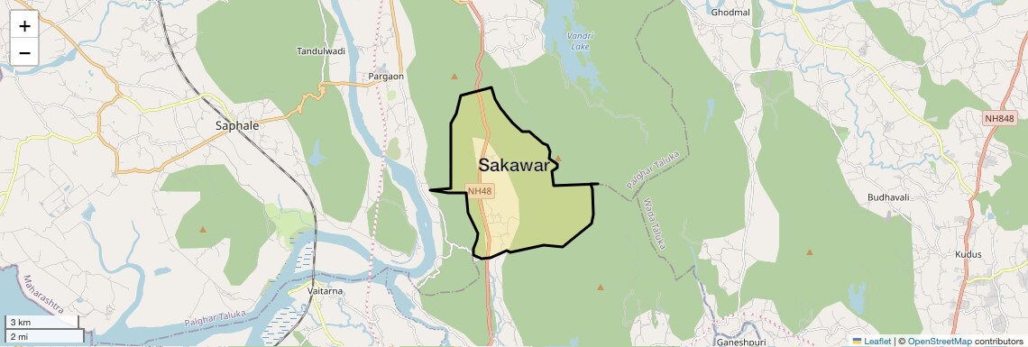 Location Map of Sakawar, Palghar