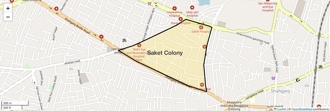 Location Map of Saket Colony, Agra