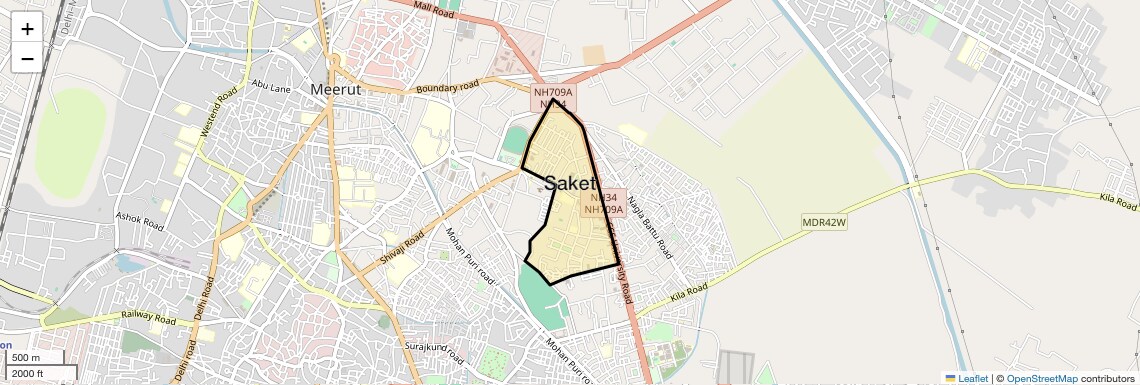 Location Map of Saket, Meerut