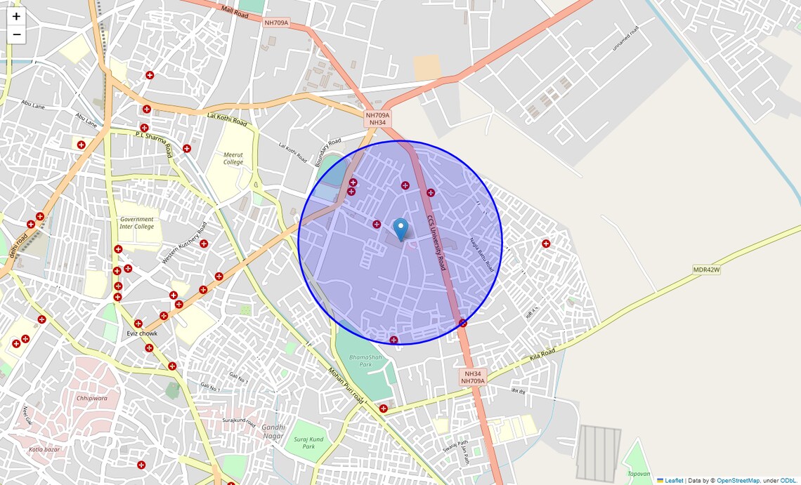 Location Map of Saket, Meerut