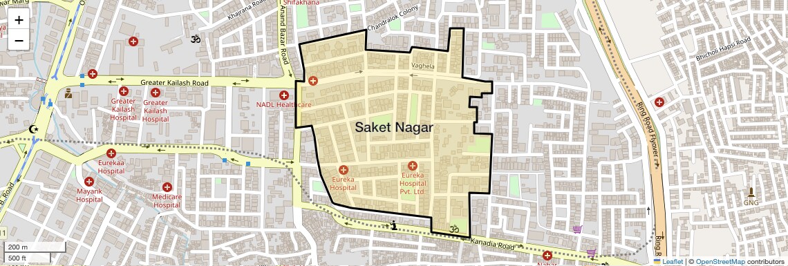 Location Map of Saket Nagar, Indore
