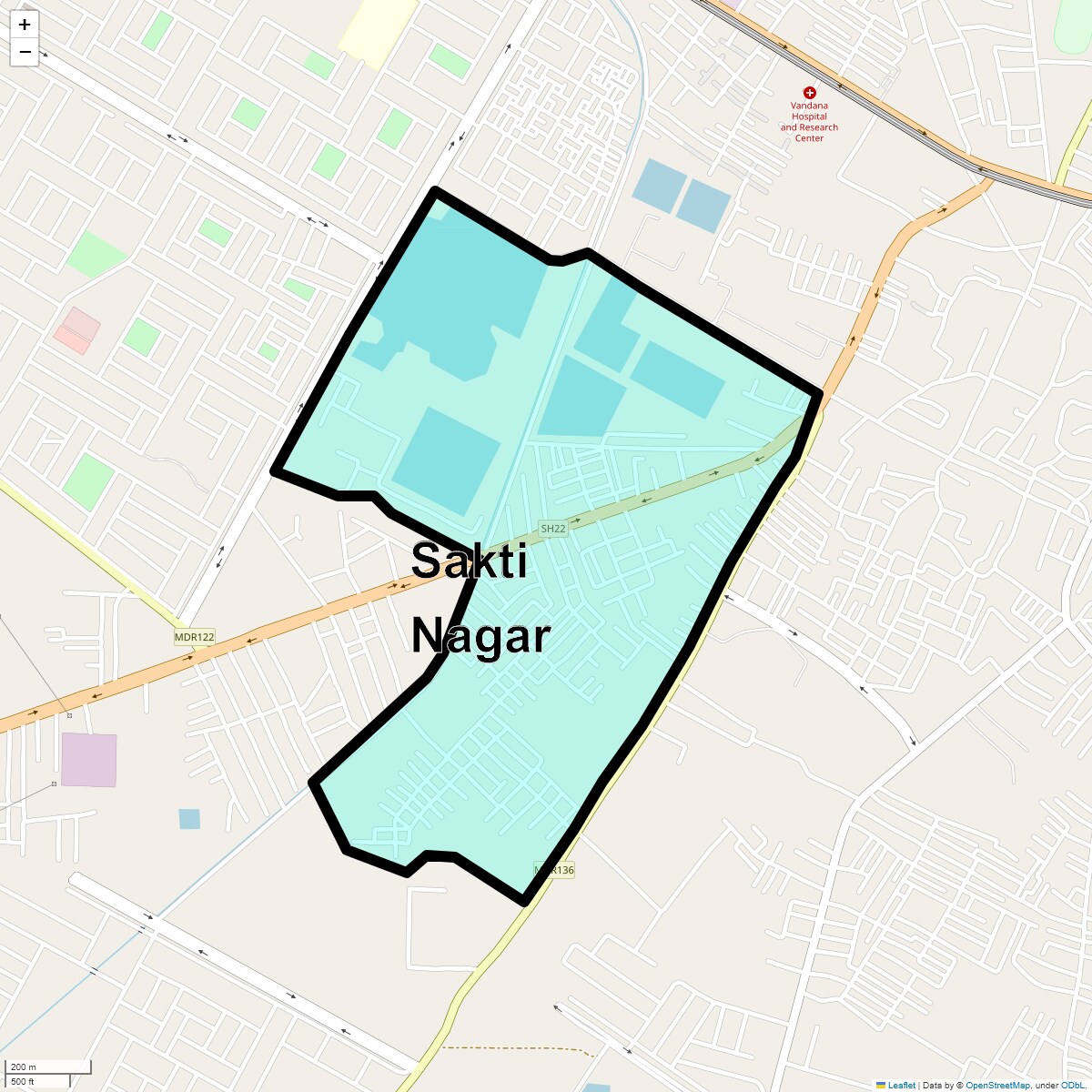 Location Map of Sakti Nagar, Bahadurgarh
