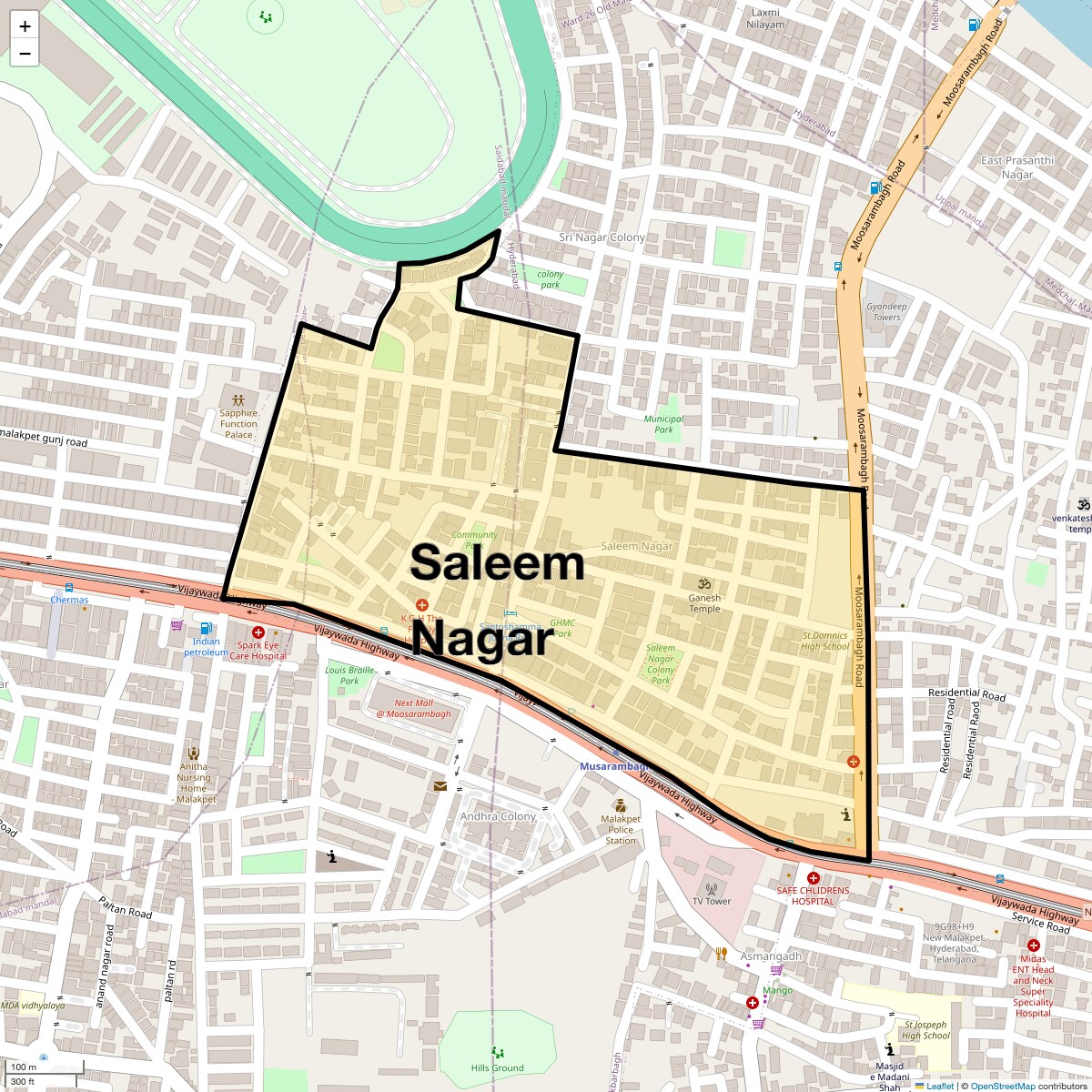 Location Map of Saleem Nagar, Hyderabad