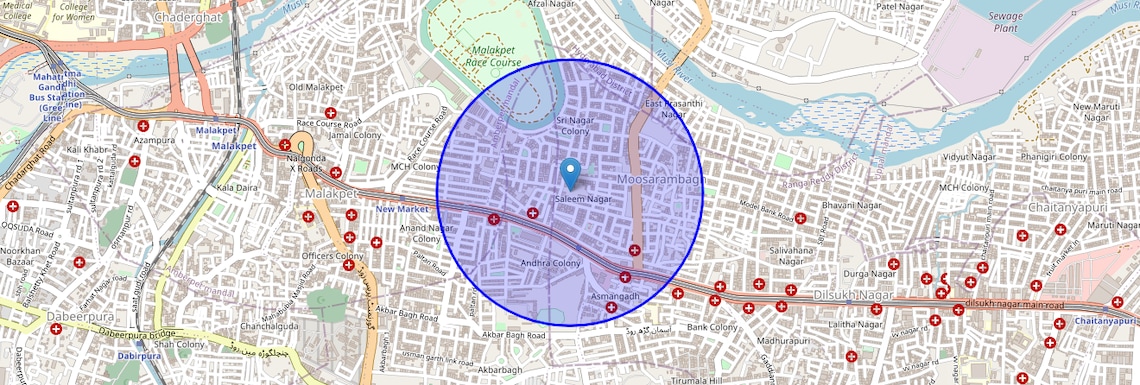 Location Map of Saleem Nagar, Hyderabad