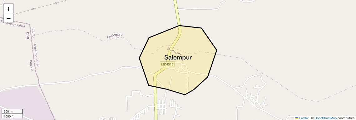 Location Map of Salempur, Indore