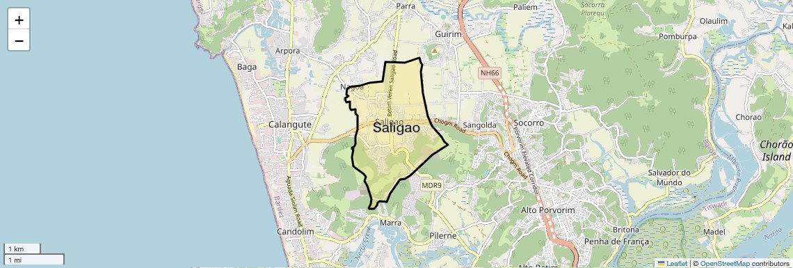 Location Map of Saligao, Goa