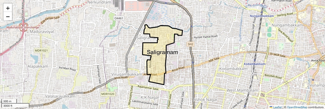 Location Map of Saligramam, Chennai