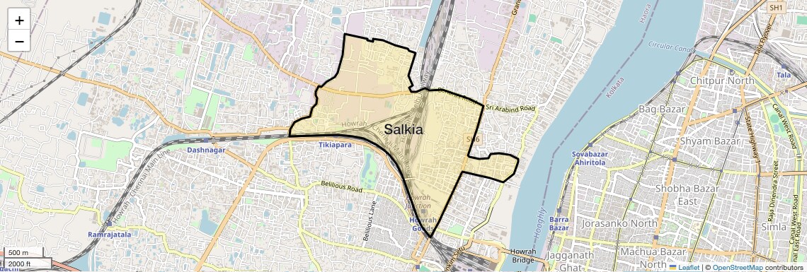 Location Map of Salkia, Kolkata