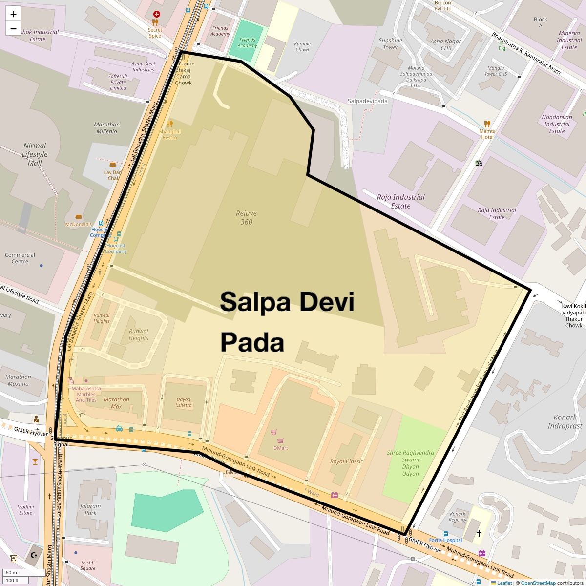 Location Map of Salpa Devi Pada, Mumbai