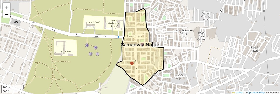 Location Map of Samanvay Nagar, Bhopal