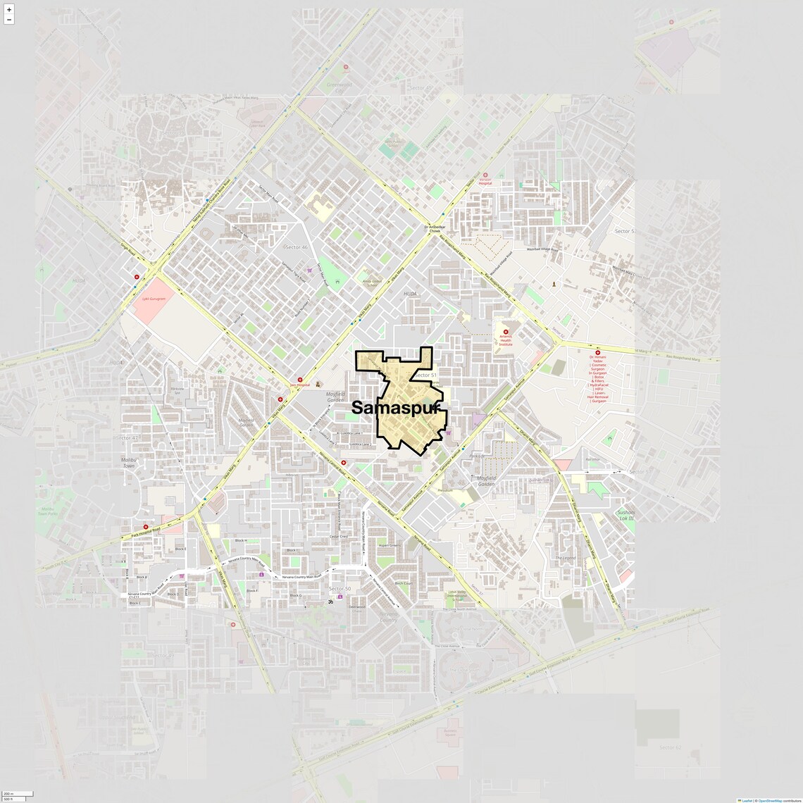 Location Map of Samaspur, Gurgaon