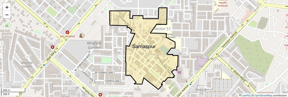 Location Map of Samaspur, Gurgaon