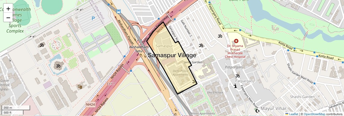 Location Map of Samaspur Village, Delhi
