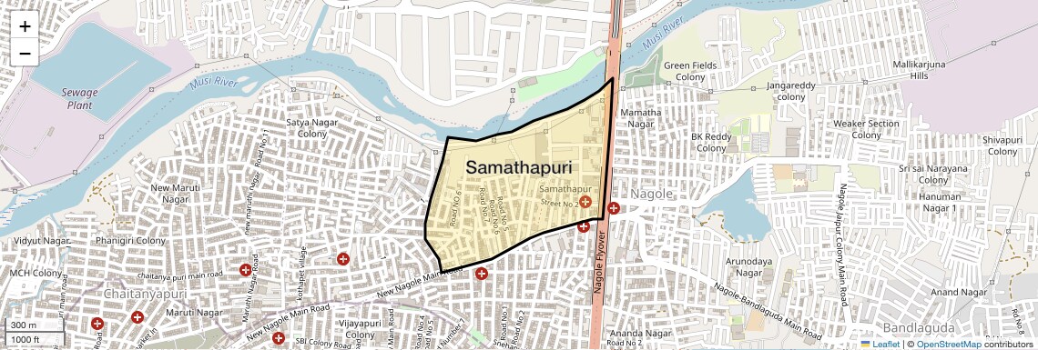 Location Map of Samathapuri, Hyderabad