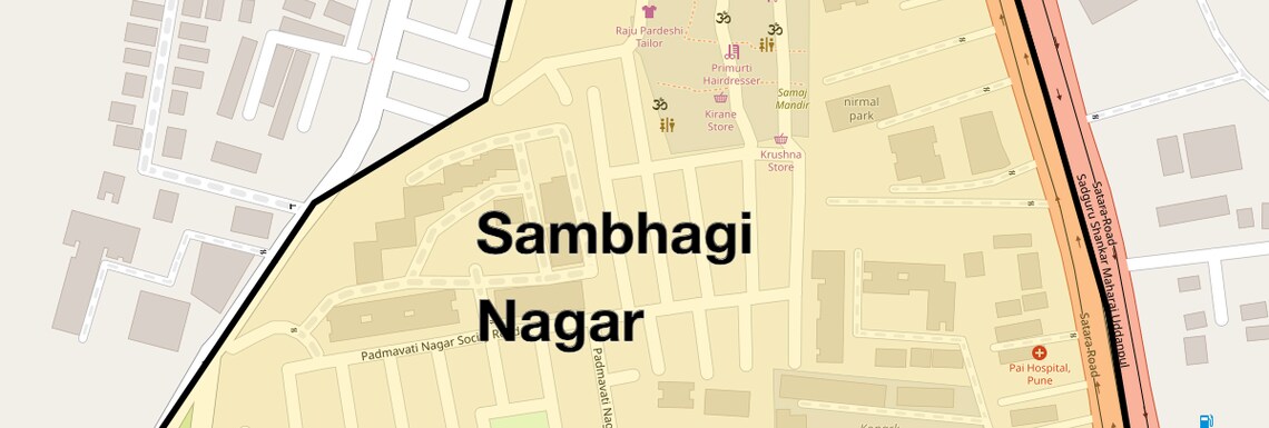 Location Map of Sambhagi Nagar, Pune