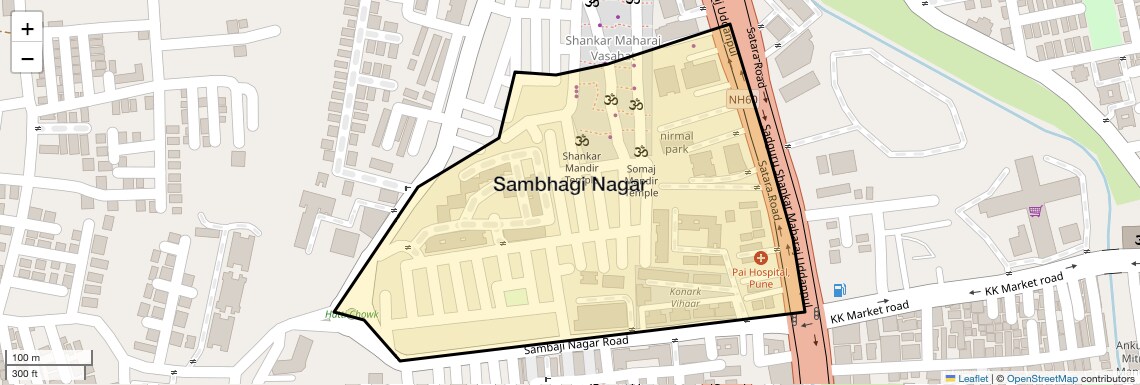 Location Map of Sambhagi Nagar, Pune
