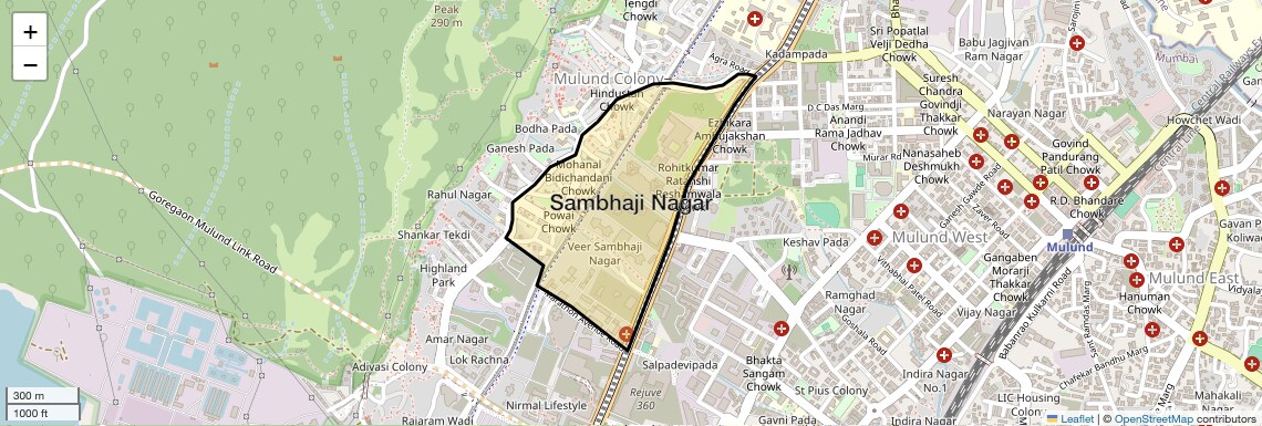 Location Map of Sambhaji Nagar, Mumbai
