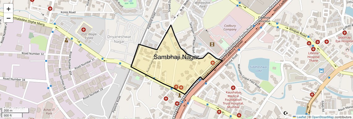 Location Map of Sambhaji Nagar, Thane