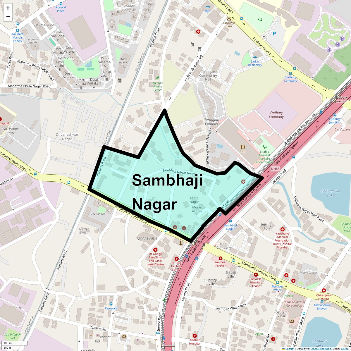 Location Map of Sambhaji Nagar, Thane
