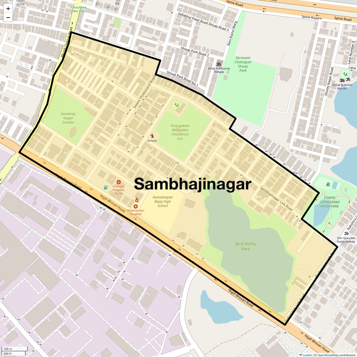 Location Map of Sambhajinagar, Pune