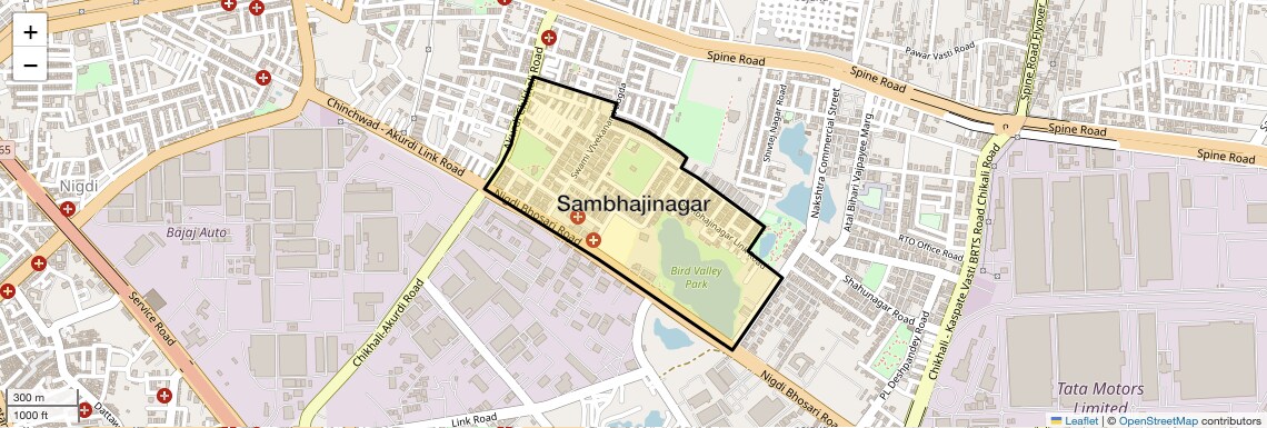 Location Map of Sambhajinagar, Pune