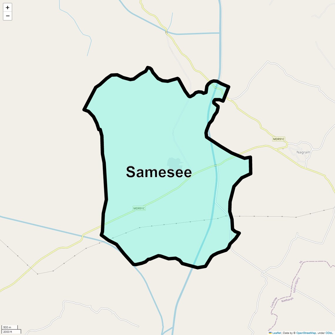 Location Map of Samesee, Lucknow