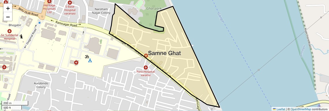 Location Map of Samne Ghat, Varanasi