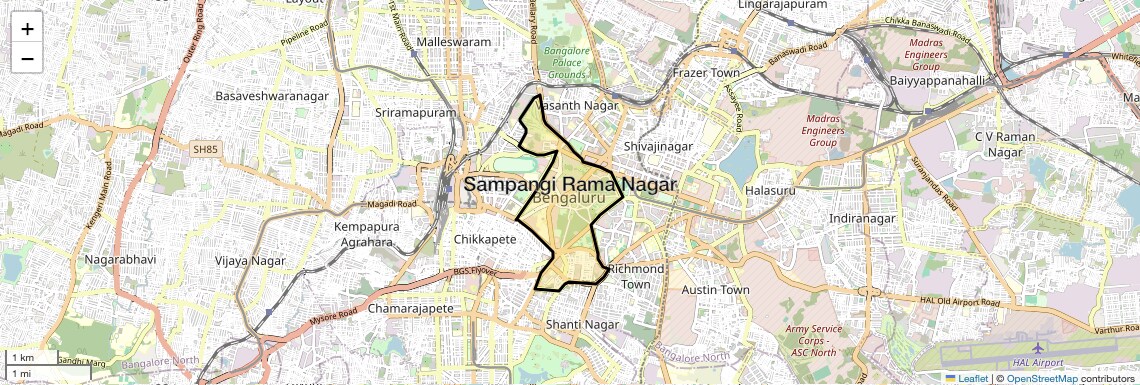 Location Map of Sampangi Rama Nagar, Bangalore