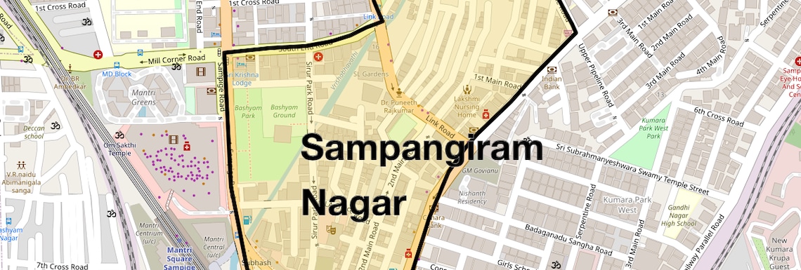 Location Map of Sampangiram Nagar, Bangalore