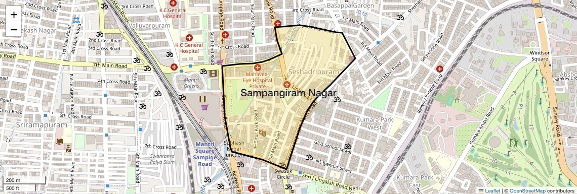 Location Map of Sampangiram Nagar, Bangalore