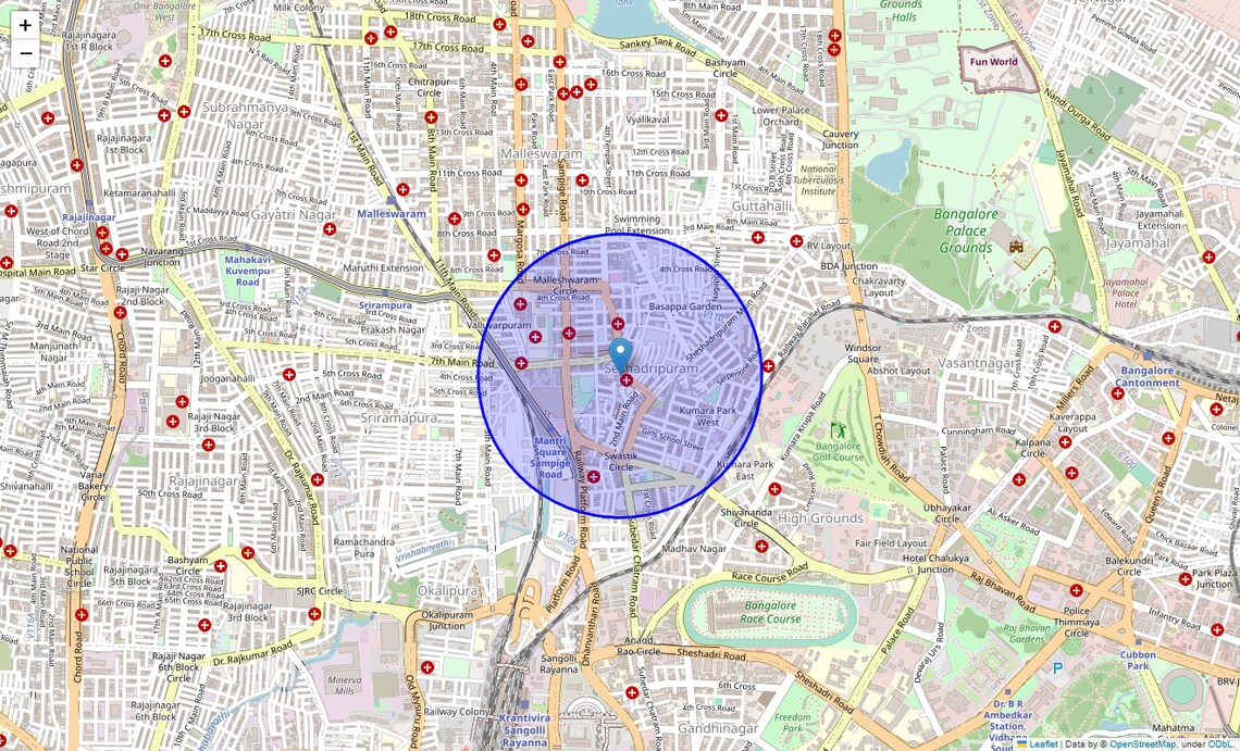 Location Map of Sampangiram Nagar, Bangalore