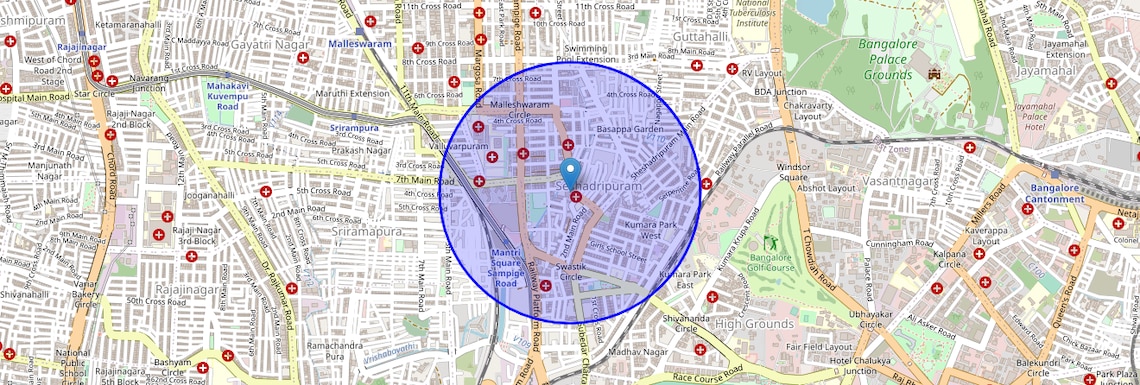Location Map of Sampangiram Nagar, Bangalore