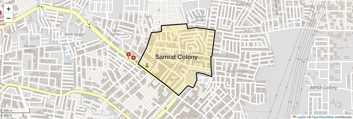 Location Map of Samrat Colony, Bhopal
