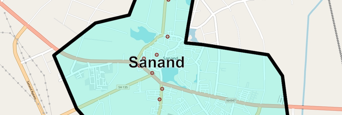 Location Map of Sanand, Ahmedabad