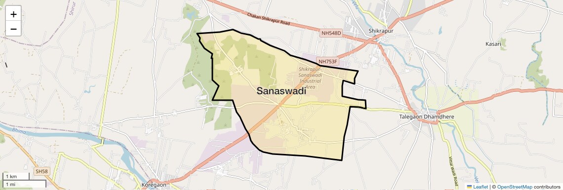 Location Map of Sanaswadi, Pune