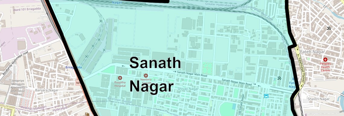 Location Map of Sanath Nagar, Hyderabad