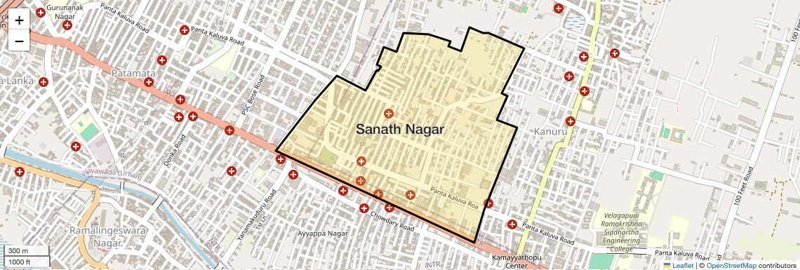 Location Map of Sanath Nagar, Vijayawada