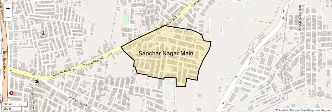 Location Map of Sanchar Nagar Main, Indore