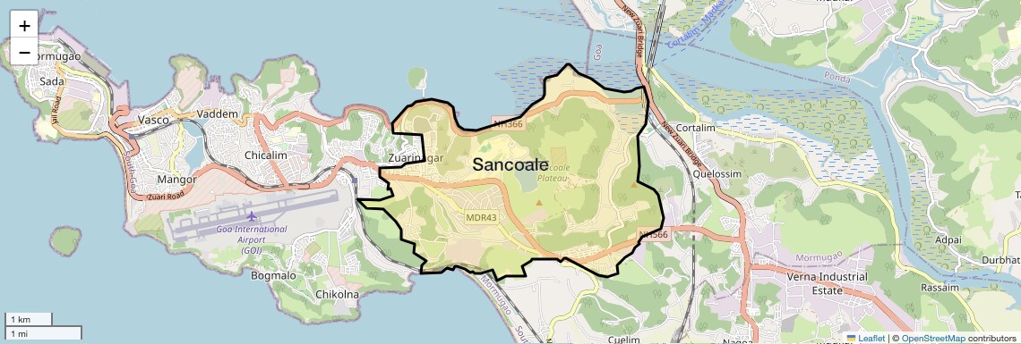 Location Map of Sancoale, Goa