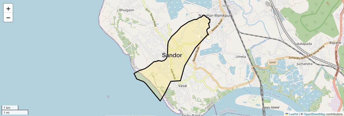 Location Map of Sandor, Palghar