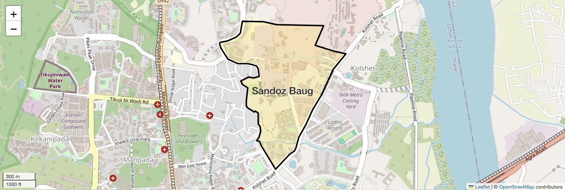 Location Map of Sandoz Baug, Thane