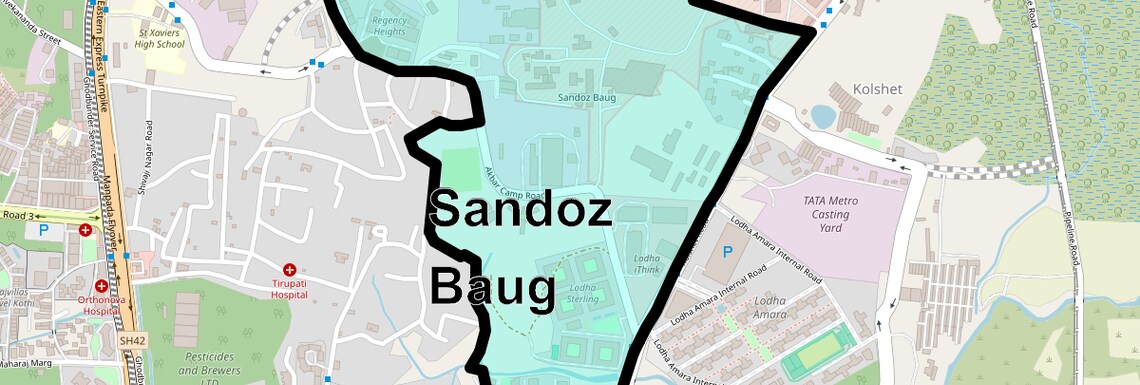 Location Map of Sandoz Baug, Thane