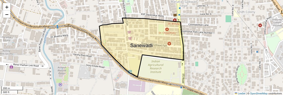 Location Map of Sanewadi, Pune