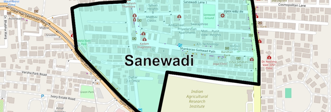 Location Map of Sanewadi, Pune