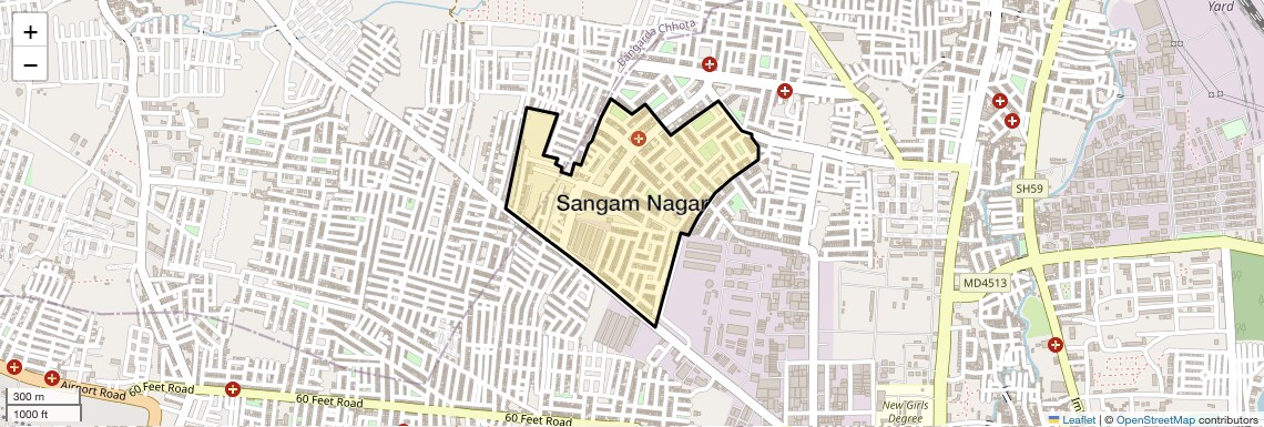 Location Map of Sangam Nagar, Indore