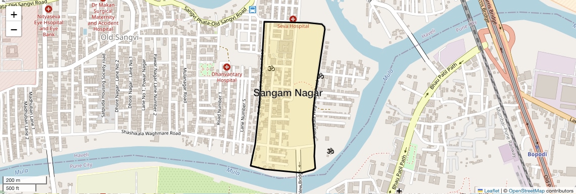 Location Map of Sangam Nagar, Pune