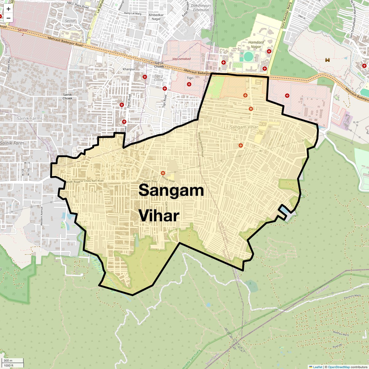 Check Time Travel of Sangam Vihar, Delhi